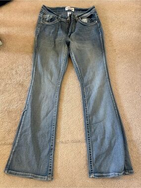 Vigoss Women's Medium Blue Flare Jeans with Light Fading